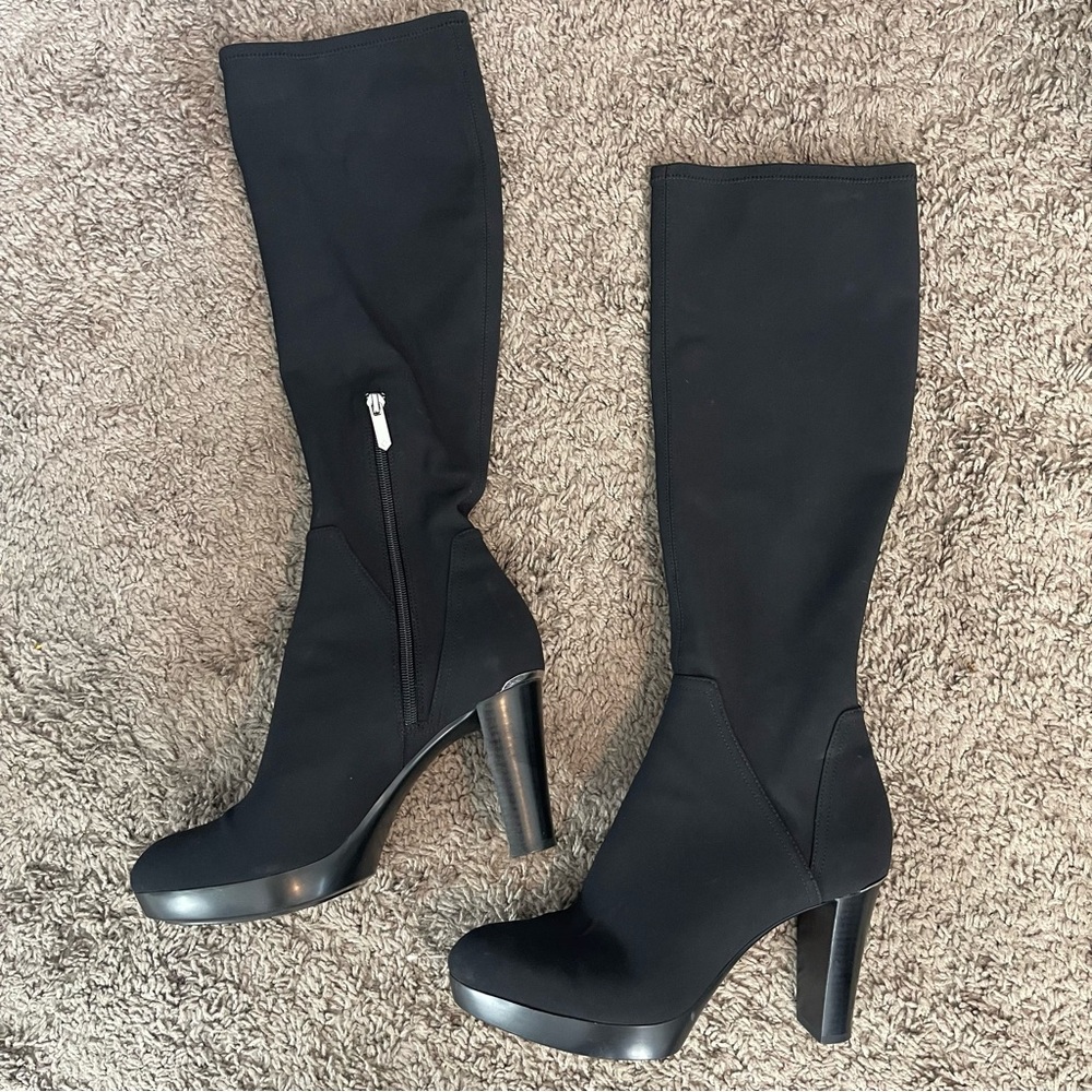 Donald J Pliner Echoe Black Stretch Knee High Platform Boots 8.5